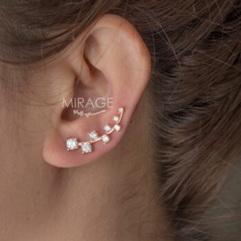 Romantik Ear Climber Gümüş Tırmanıcı Küpe / Çift
