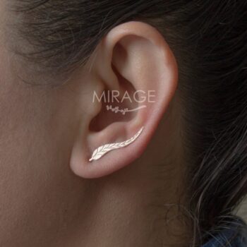 Yaprak Tırmanıcı Gümüş Küpe / Leaf Ear Climber / Çift