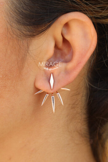 Güneş Ceket Gümüş Küpe / Punk Sun Ear Jacket / Çift - Görsel 2