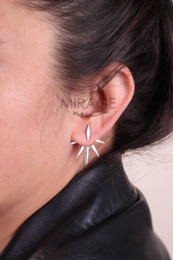 Güneş Ceket Gümüş Küpe / Punk Sun Ear Jacket / Çift - Görsel 6