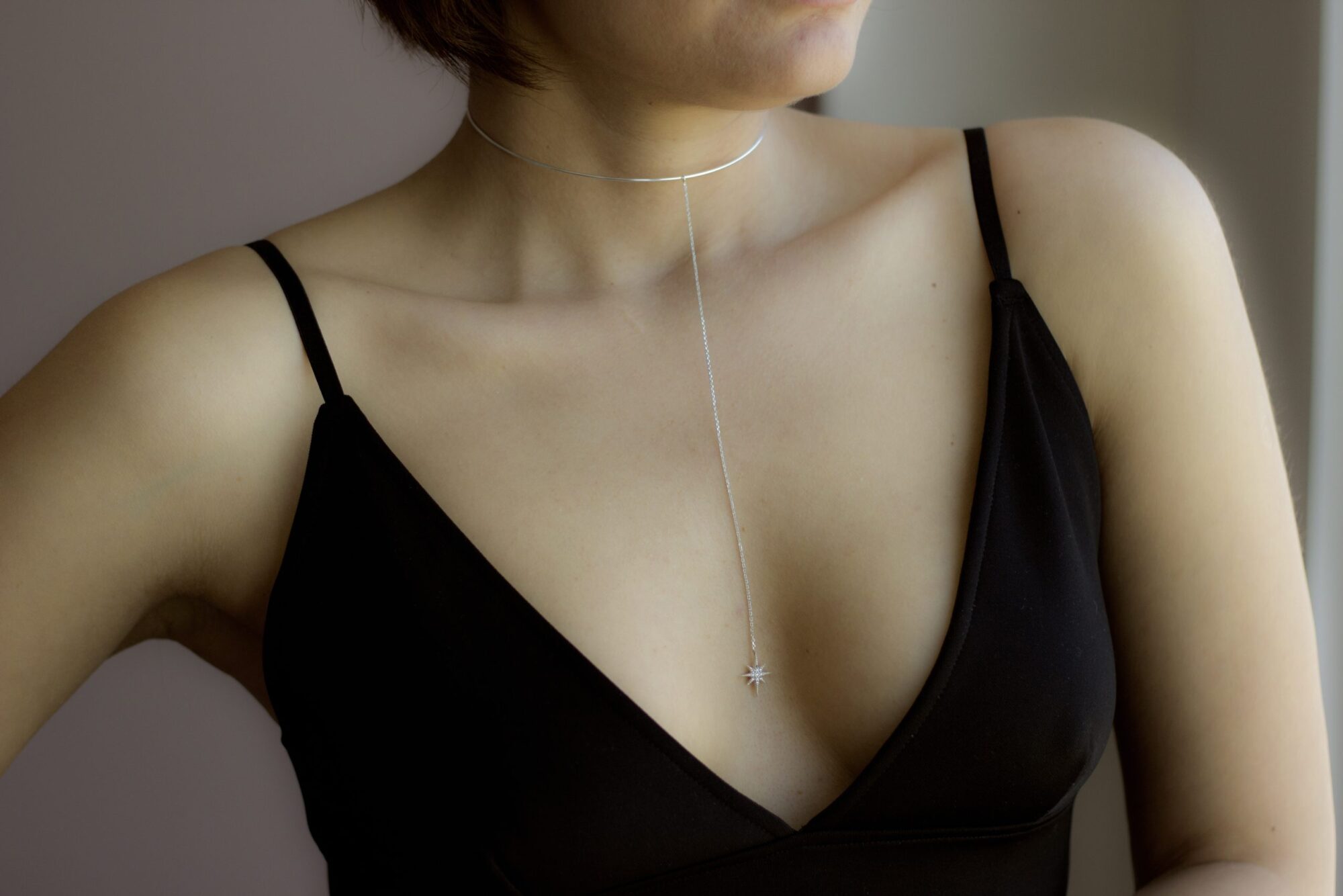 Yıldız Sallantılı Choker Gümüş Kolye / Lariat Kolye* - Görsel 5