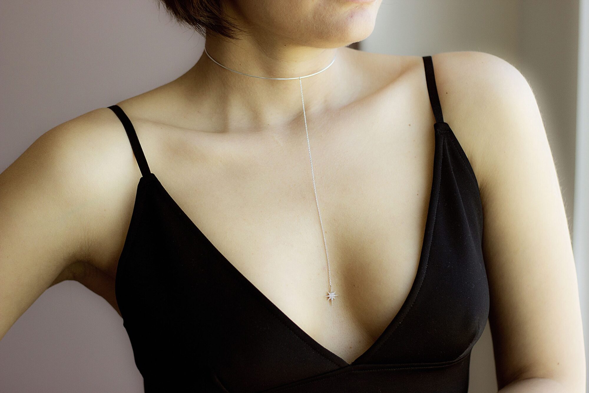 Yıldız Sallantılı Choker Gümüş Kolye / Lariat Kolye* - Görsel 2