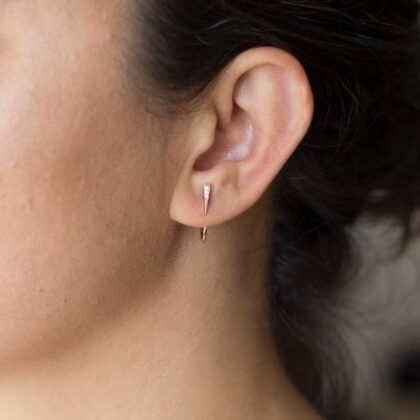 14 Ayar Altın Açık Halka Modern Küpe