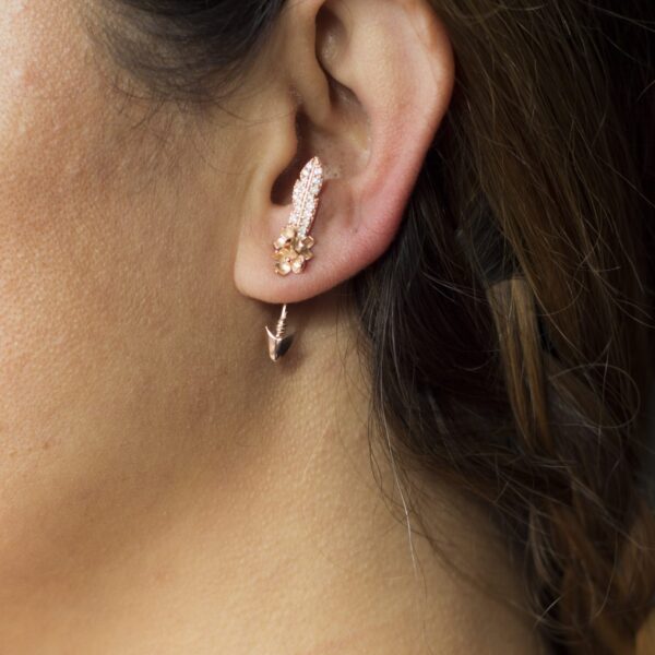 Çiçekli Ok Küpe / Flowers Arrow Earrings / Şık Boho Küpeler/Çift *