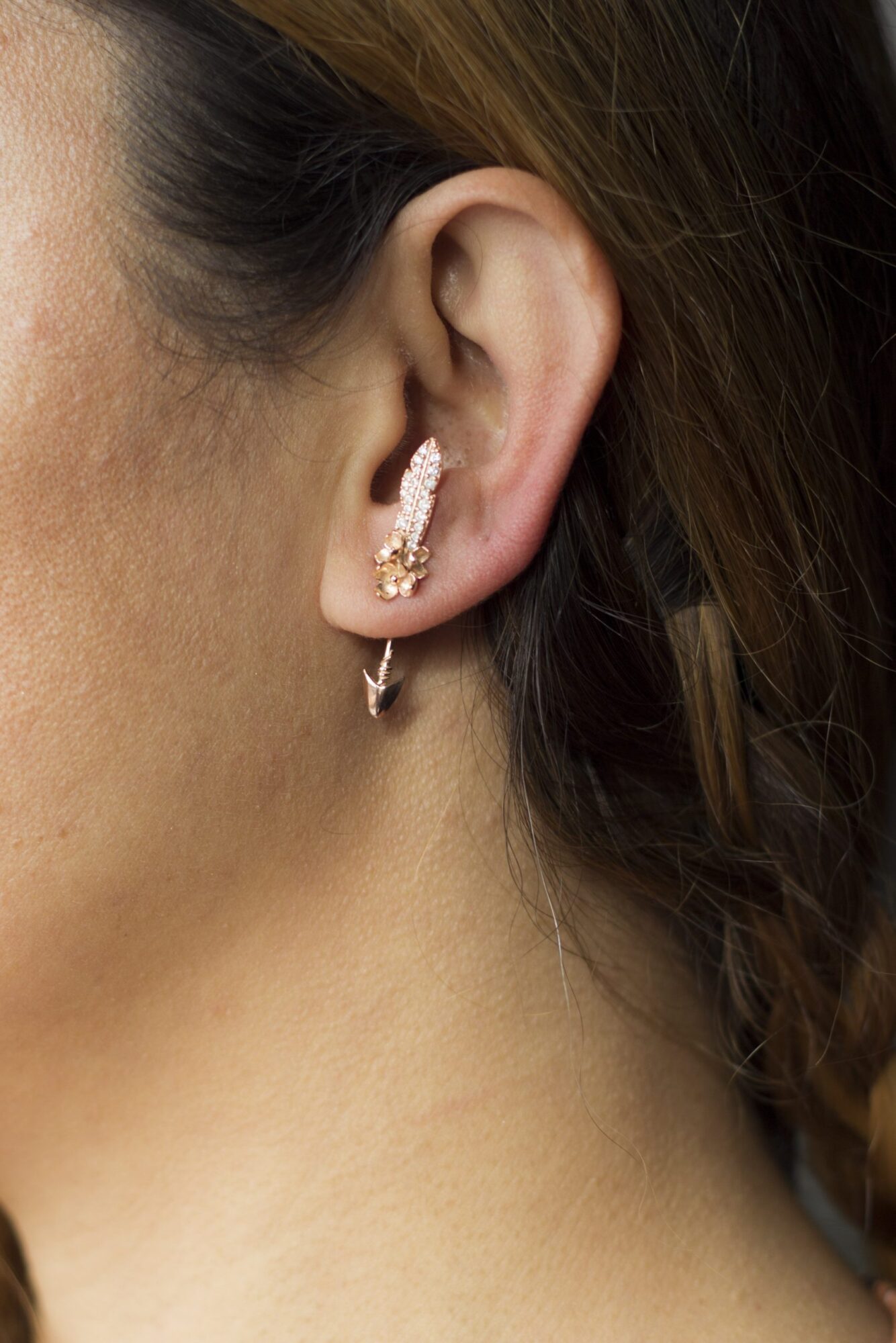Çiçekli Ok Küpe / Flowers Arrow Earrings / Şık Boho Küpeler/Çift *