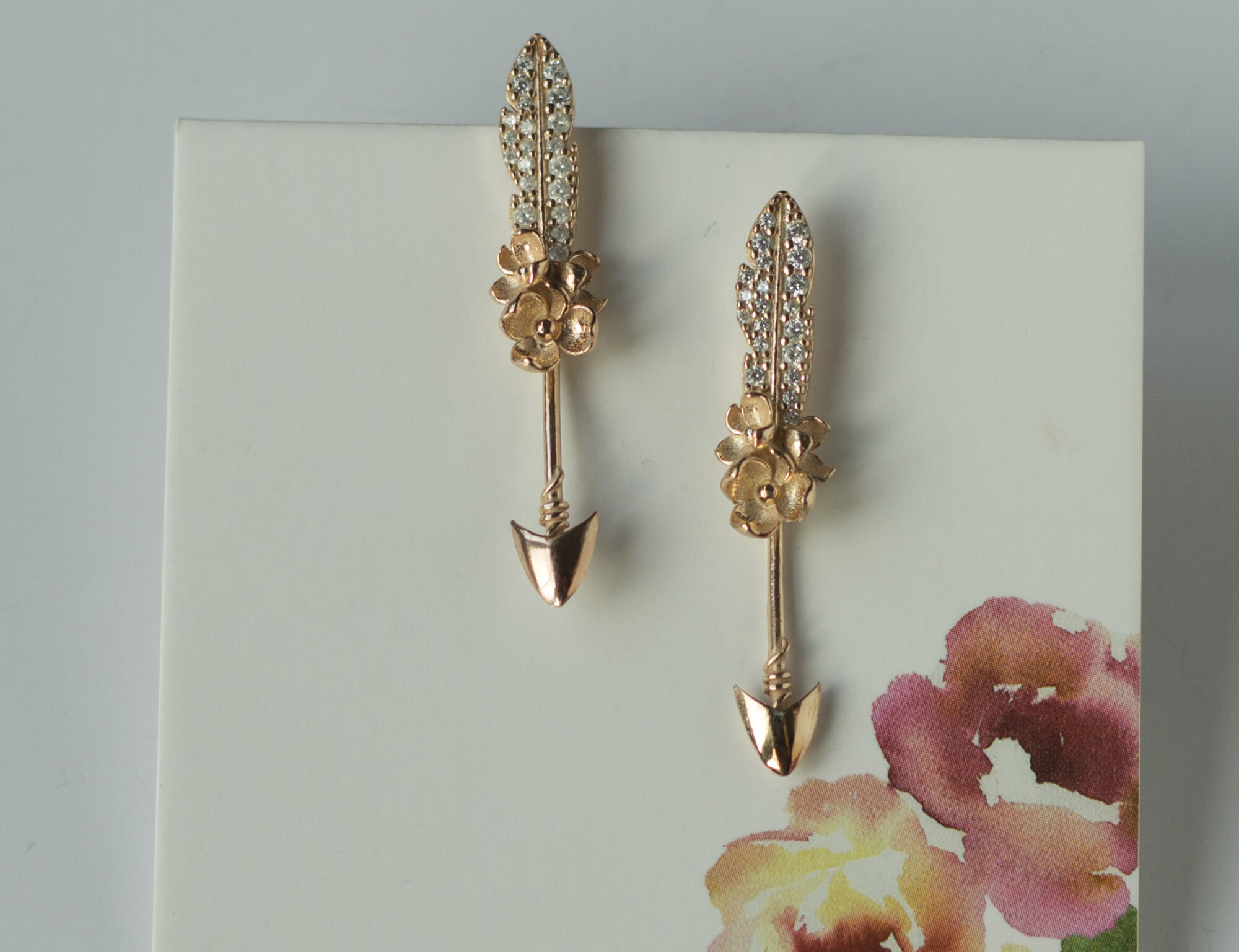 Çiçekli Ok Küpe / Flowers Arrow Earrings / Şık Boho Küpeler/Çift * - Görsel 4