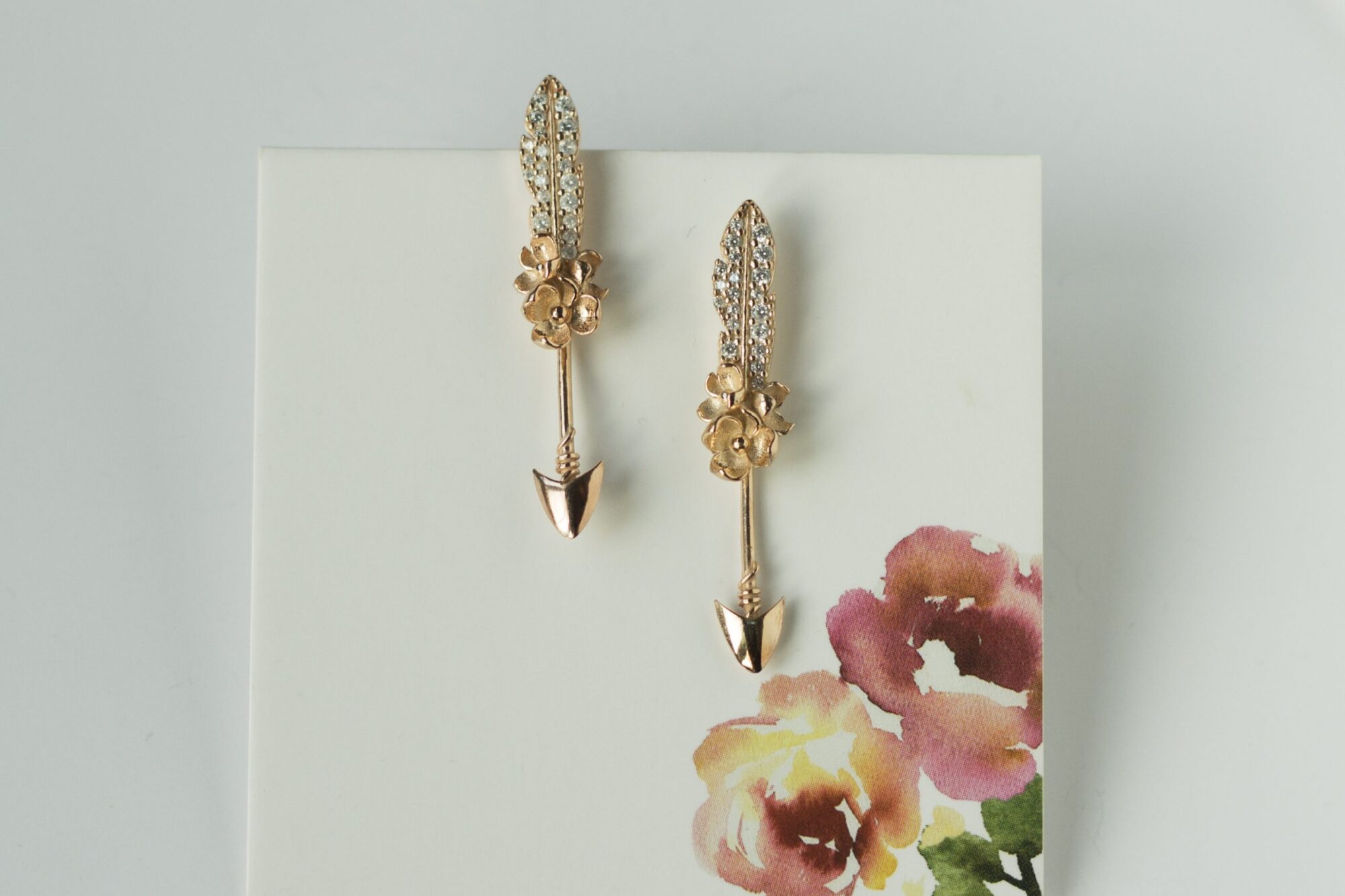 Çiçekli Ok Küpe / Flowers Arrow Earrings / Şık Boho Küpeler/Çift * - Görsel 5