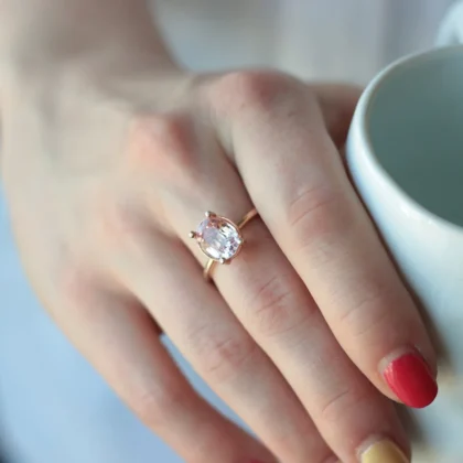 14K Altın Morganit Yüzük / Studio Mirage