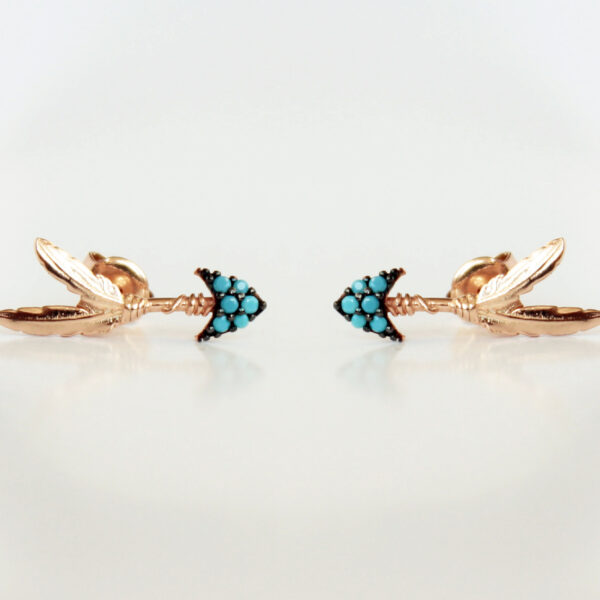 Firuze Taşlı Ok Gümüş Küpe / Çift *