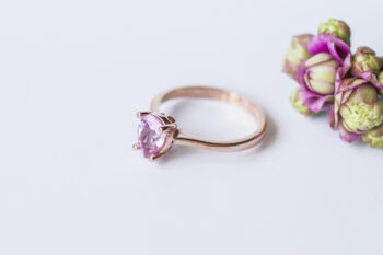 Pembe Safir Altın Yüzük/14K Altın Yüzük/Özel Söz-Nişan-Nikah Yüzüğü