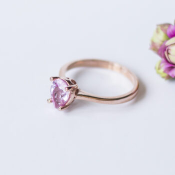 Pembe Safir Altın Yüzük/14K Altın Yüzük/Özel Söz-Nişan-Nikah Yüzüğü