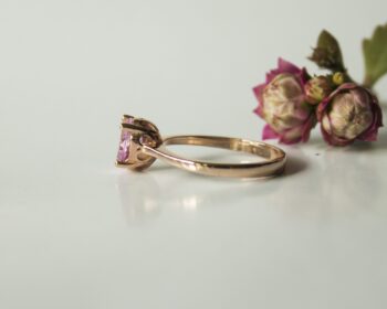Pembe Safir Altın Yüzük/14K Altın Yüzük/Özel Söz-Nişan-Nikah Yüzüğü - Görsel 4