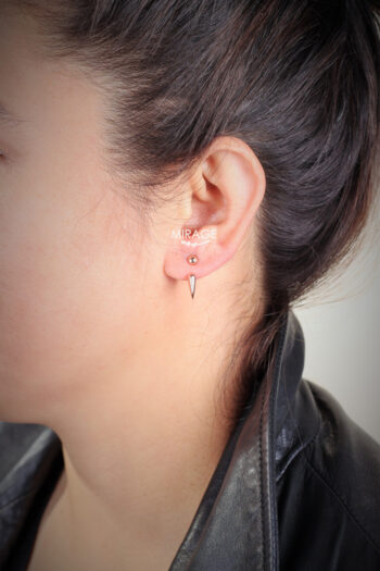 Minimalist Ear jackets / Gümüş Küpe - Görsel 4