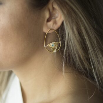 Göz ve Güneş Gümüş Küpe / Çift *