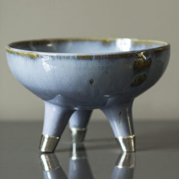 Gümüş Ayaklı Stoneware Mavi Seramik Kase