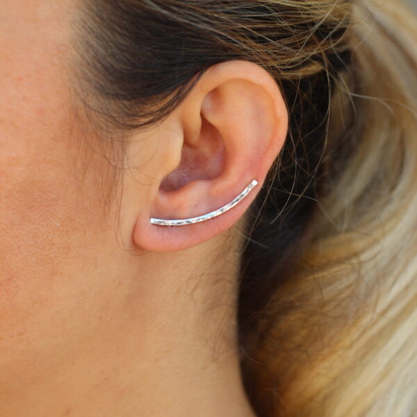 Çekiçlenmiş Tırmanıcı Küpe / Hammered Ear Cuff / 925 Gümüş / Çift *