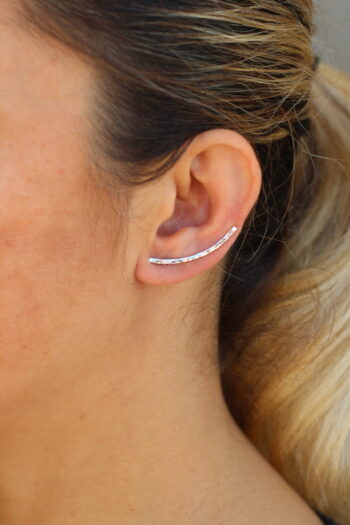 Çekiçlenmiş Tırmanıcı Küpe / Hammered Ear Cuff / 925 Gümüş / Çift - Görsel 4
