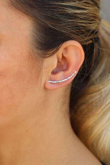 Çekiçlenmiş Tırmanıcı Küpe / Hammered Ear Cuff / 925 Gümüş / Çift - Görsel 5