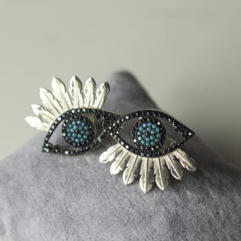 Firuze Taşlı Büyük Göz Küpe/ 925 Gümüş /Çift *