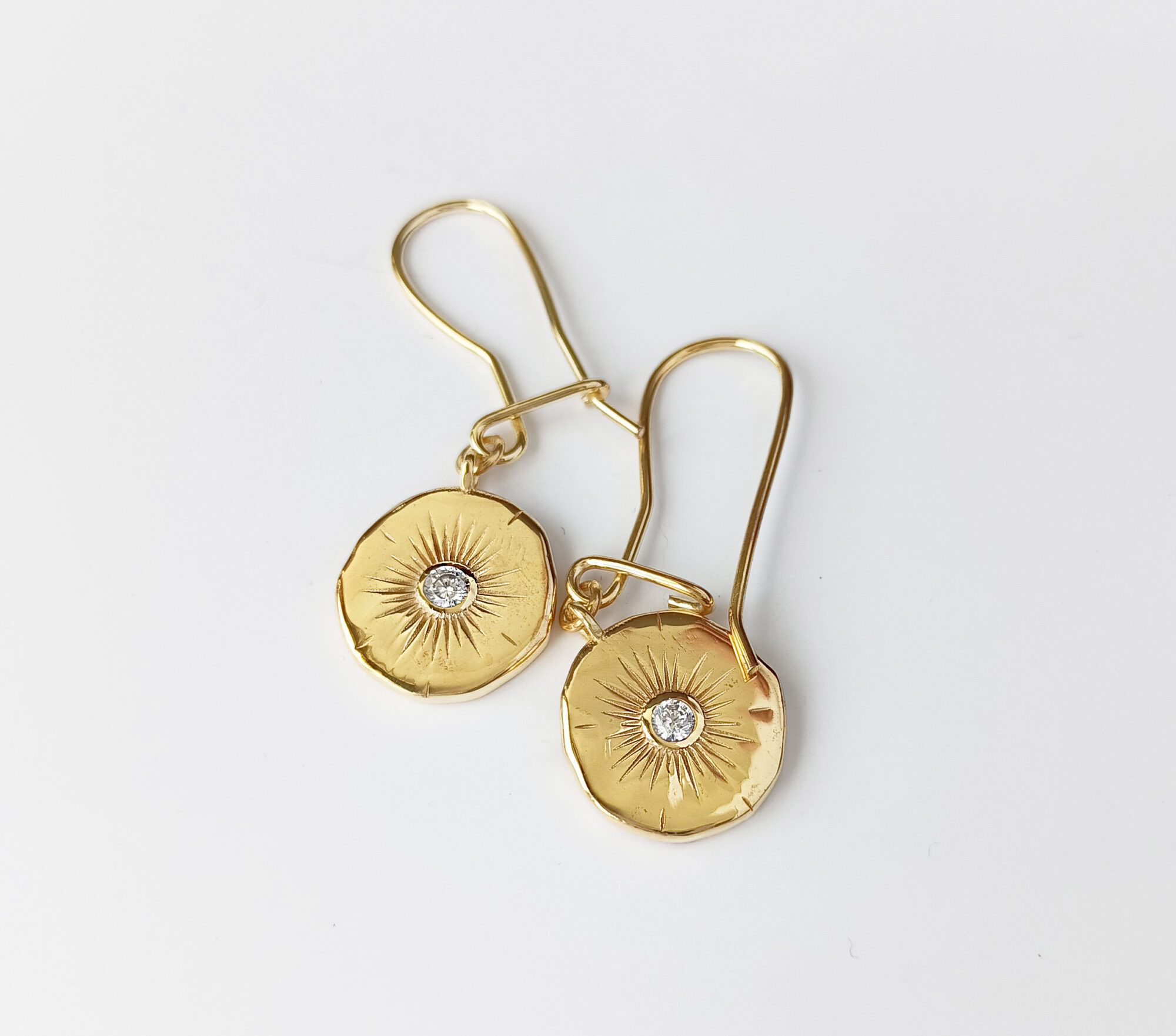 Güneş Gümüş Küpe / French Wire Sallantılı Gümüş Küpe/ Çift * - Görsel 5