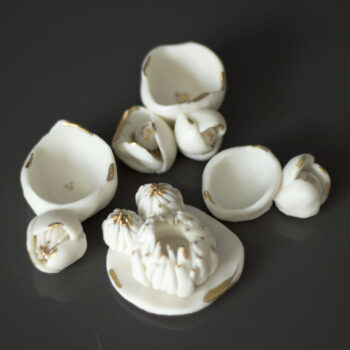 Porselen Çiçekli Mini Tabaklar ve Mini Mumluklar