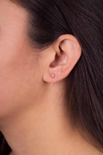 Tek Taş Ear Jacket Gümüş Küpe - Görsel 3