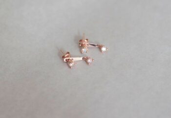 Tek Taş Ear Jacket Gümüş Küpe - Görsel 5