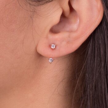 Tek Taş Ear Jacket Gümüş Küpe