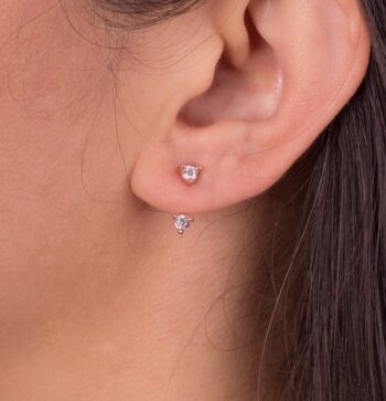Tek Taş Ear Jacket Gümüş Küpe