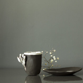 Stoneware Siyah Seramik Fincan