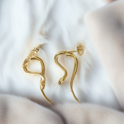 Yılan Gümüş Ceket Küpe / 925 Gümüş / Çift *