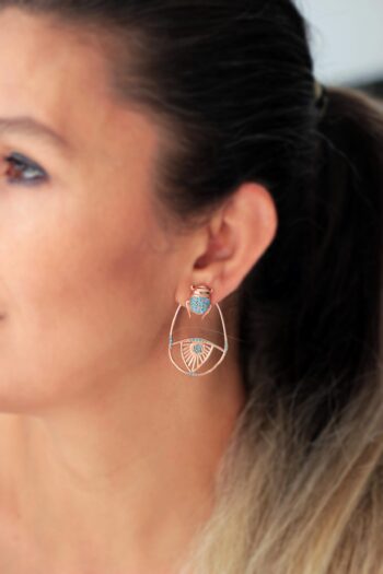 Scarab ve Göz Tılsım Küpe / 925 Gümüş / Çift