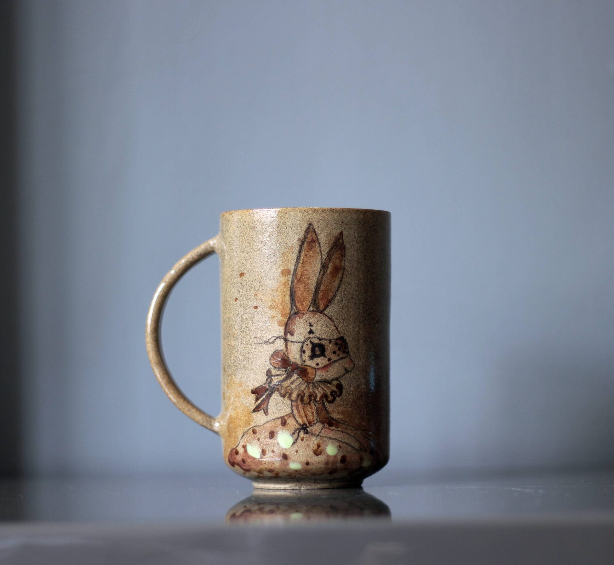 Kuş ve Tavşan Stoneware Seramik Kupa