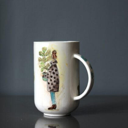 Kız, Kuş ve Sokak Porselen Kupa