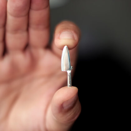 925 Ayar Gümüş Şef Bıçağı Küpe – Minimal Erkek Küpesi / Tek Küpe