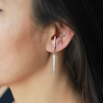 Zirkon Taşlı Uçlu J Form Küpe – 925 Ayar Gümüş / Altın Kaplama / Çift