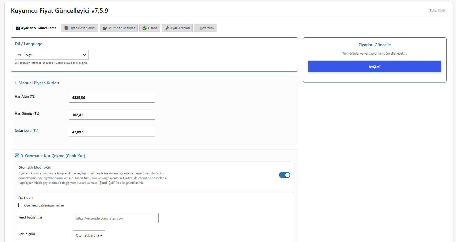 Kuyumcu Fiyat Güncelleyici Woocommerce Eklentisi ve 1 Yıllık Lisans | Jewelry Price Updater Woocommerce Add On Annual License