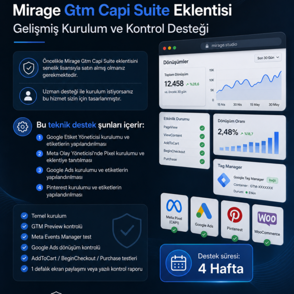 Mirage Gtm Capi Suite Eklentisi Gelişmiş Kurulum ve Kontrol Desteği