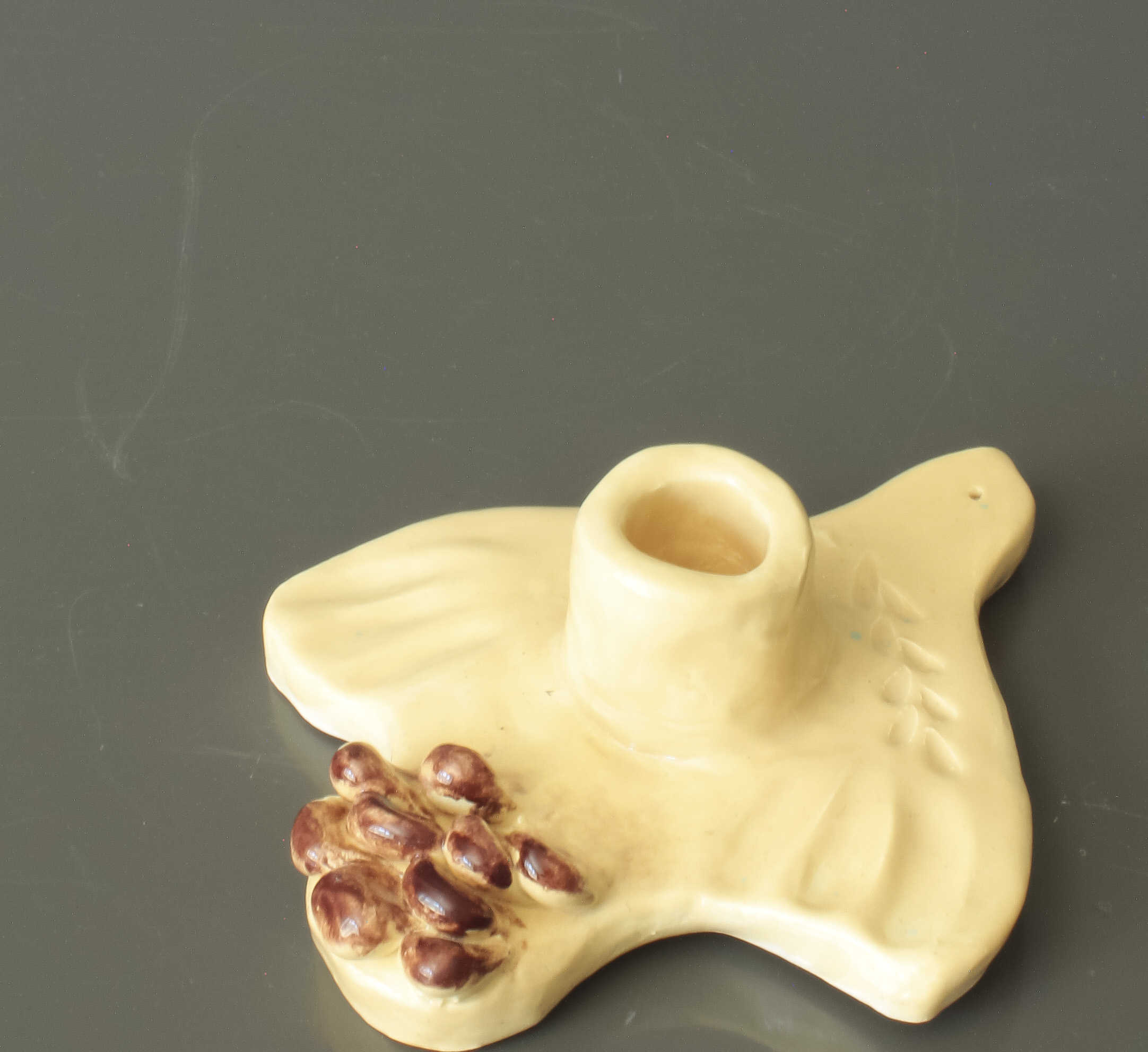 Bordo Sır Detaylı Seramik Kuş Mumluk – 12 cm